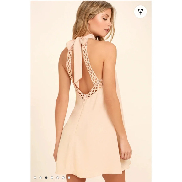 Lulus Any Sway, Shape Or Form Pink Lace Halter Shift Open Back Formal Dress - Picture 2 of 13